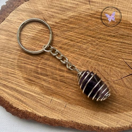 Amethyst Tumble Stone Keychain